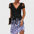 Rivaclo | Femme robe mini imprimée – col en V manches courtes