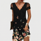 Rivaclo | Femme robe mini imprimée – col en V manches courtes
