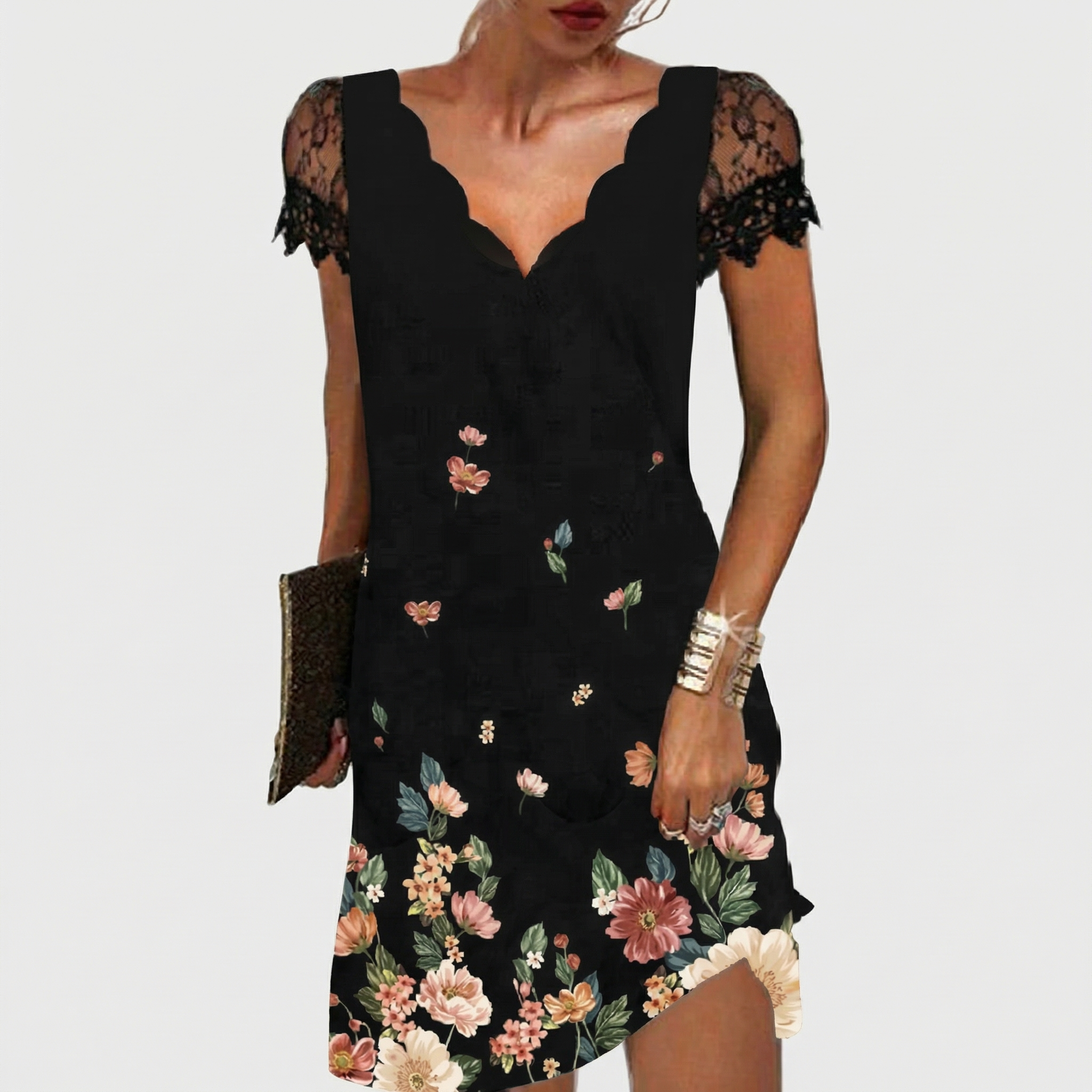 Rivaclo | Women's printed mini dress – V-neck short sleeves