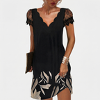 Rivaclo | Femme robe mini imprimée – col en V manches courtes