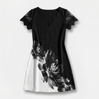 Rivaclo | Femme robe mini imprimée – col en V manches courtes