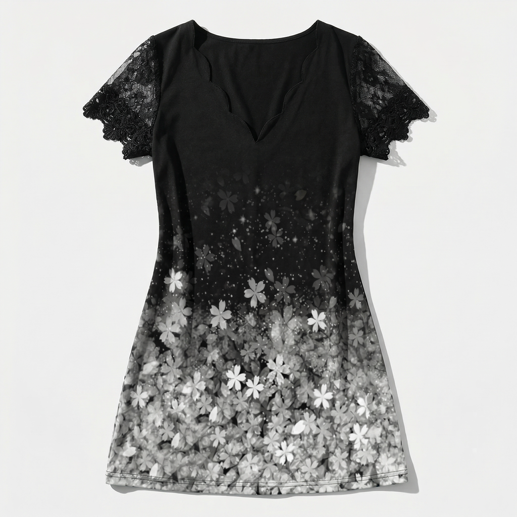 Rivaclo | Femme robe mini imprimée – col en V manches courtes