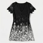 Rivaclo | Femme robe mini imprimée – col en V manches courtes