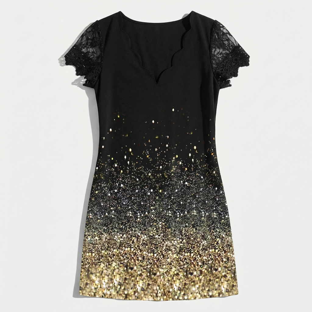 Rivaclo | Femme robe mini imprimée – col en V manches courtes
