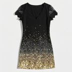 Rivaclo | Femme robe mini imprimée – col en V manches courtes
