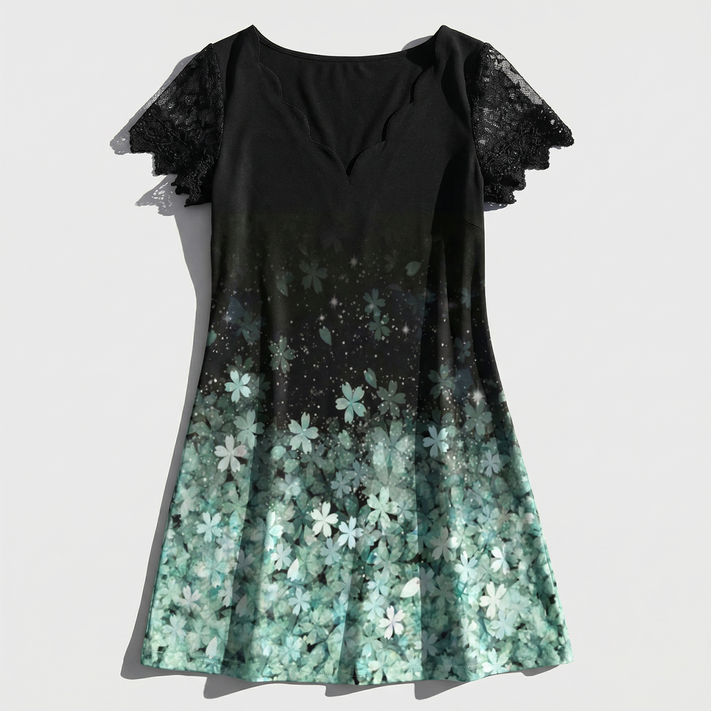 Rivaclo | Femme robe mini imprimée – col en V manches courtes