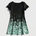 Rivaclo | Femme robe mini imprimée – col en V manches courtes