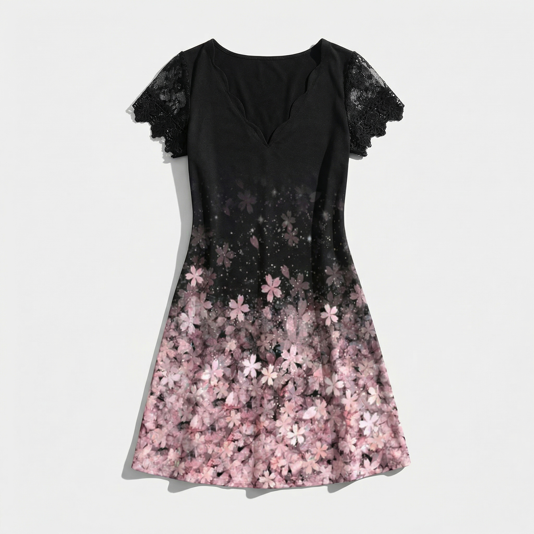 Rivaclo | Femme robe mini imprimée – col en V manches courtes