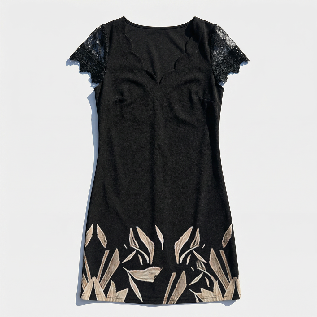 Rivaclo | Femme robe mini imprimée – col en V manches courtes