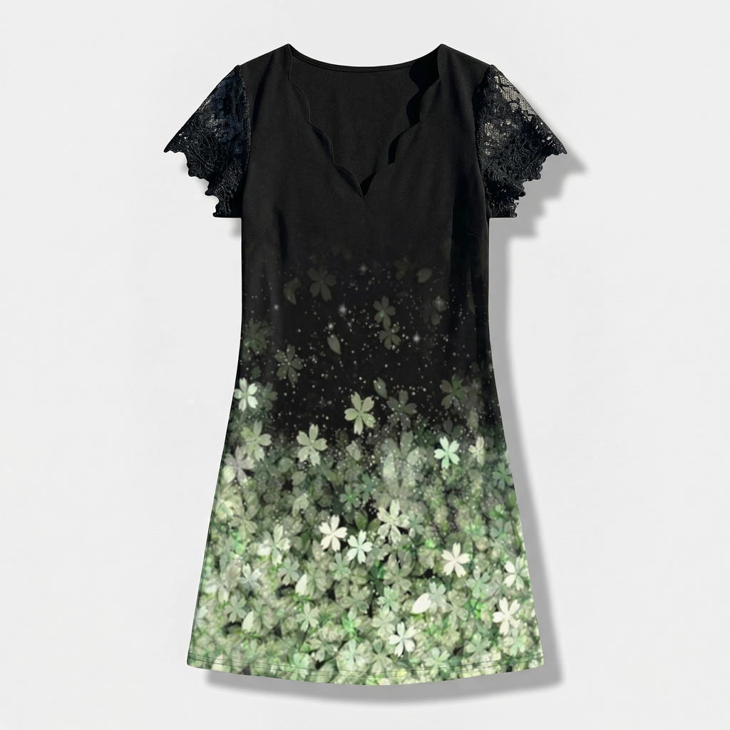 Rivaclo | Femme robe mini imprimée – col en V manches courtes