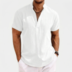 Rivaclo | Men's short sleeve shirt with high collar – linen style