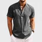 Rivaclo | Men's short sleeve shirt with high collar – linen style