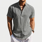 Rivaclo | Men's short sleeve shirt with high collar – linen style