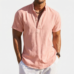 Rivaclo | Men's short sleeve shirt with high collar – linen style