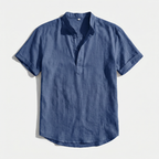 Rivaclo | Men's short sleeve shirt with high collar – linen style