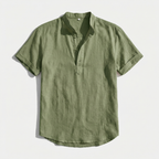 Rivaclo | Men's short sleeve shirt with high collar – linen style