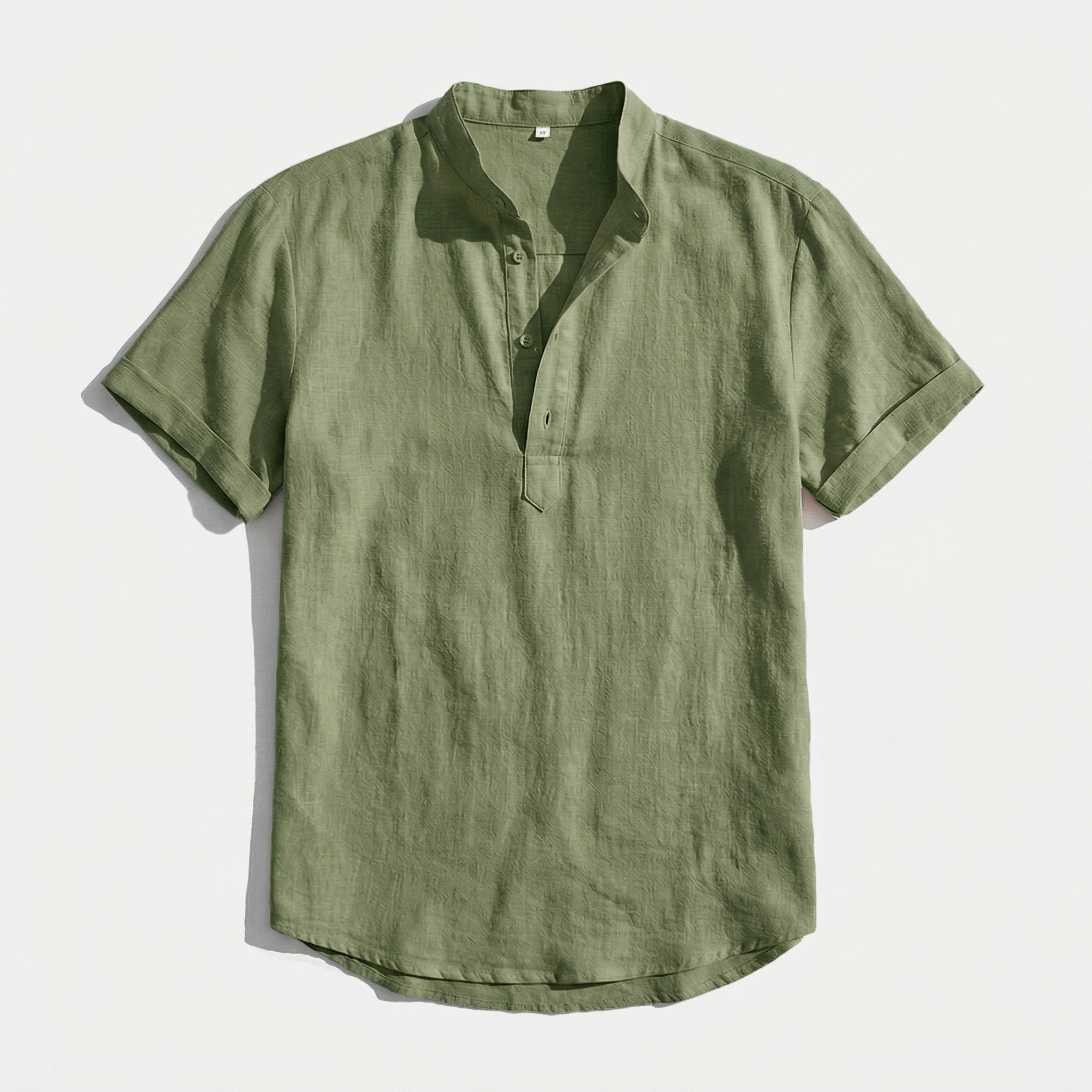 Rivaclo | Men's short sleeve shirt with high collar – linen style