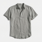 Rivaclo | Men's short sleeve shirt with high collar – linen style