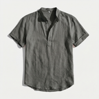 Rivaclo | Men's short sleeve shirt with high collar – linen style
