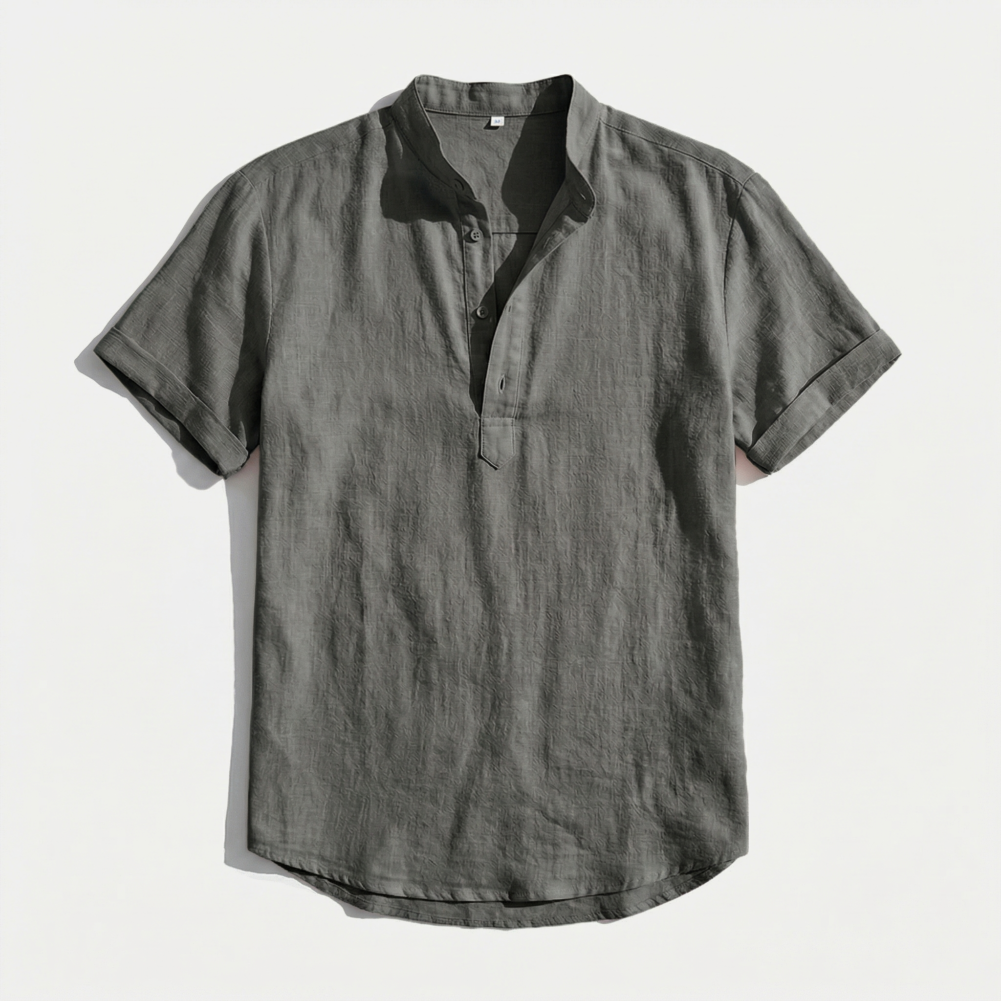 Rivaclo | Men's short sleeve shirt with high collar – linen style