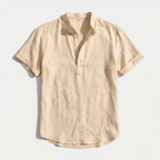 Rivaclo | Men's short sleeve shirt with high collar – linen style
