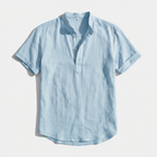 Rivaclo | Men's short sleeve shirt with high collar – linen style