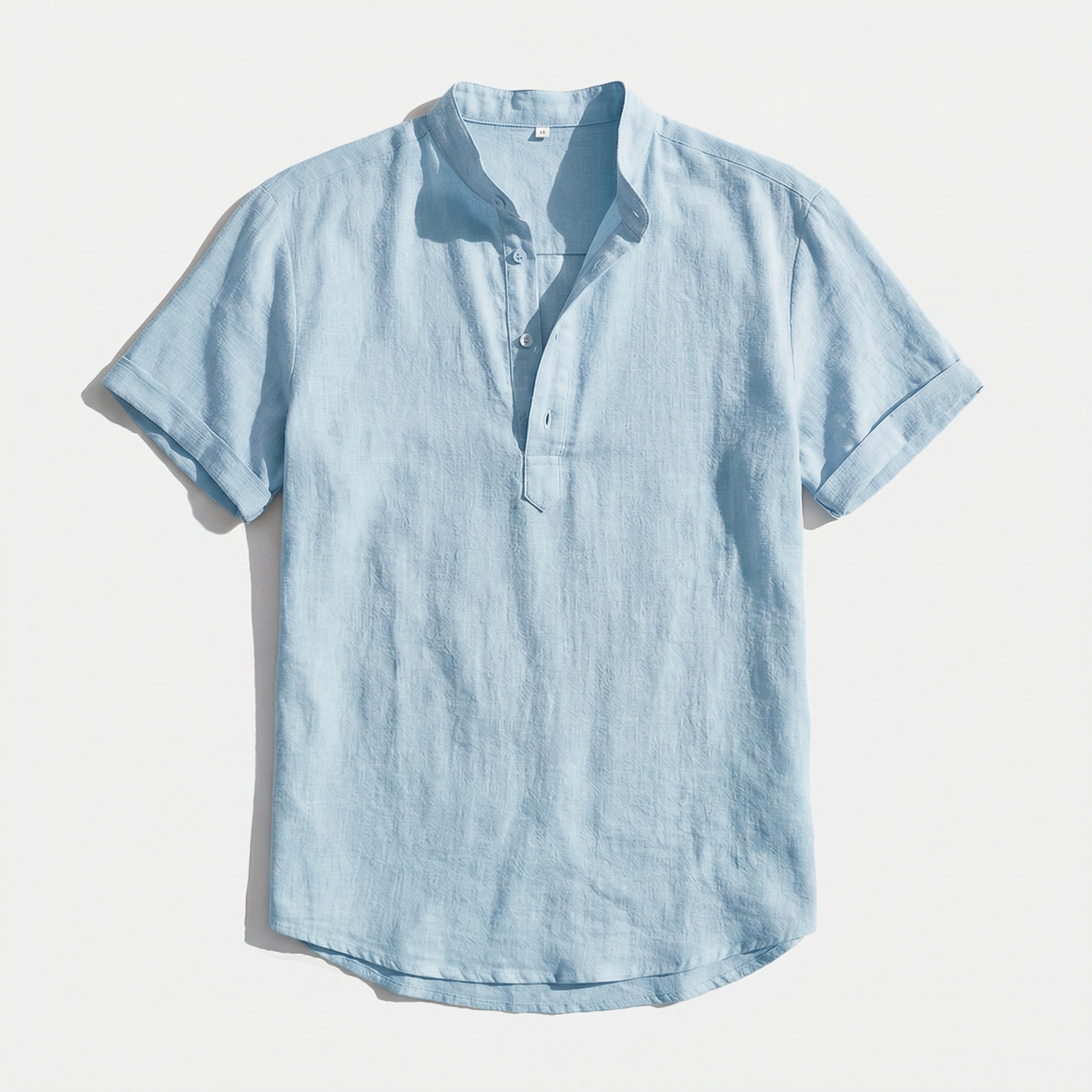 Rivaclo | Men's short sleeve shirt with high collar – linen style