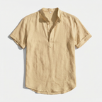 Rivaclo | Men's short sleeve shirt with high collar – linen style