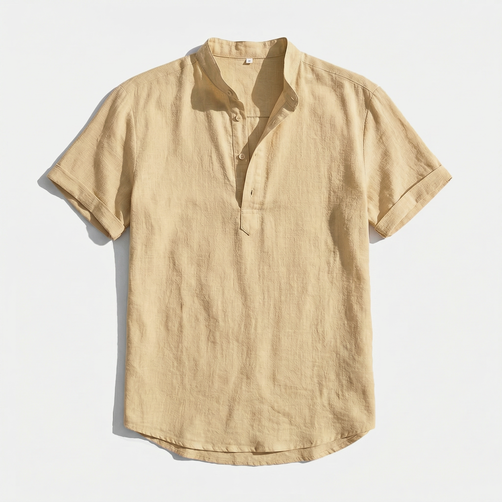Rivaclo | Men's short sleeve shirt with high collar – linen style