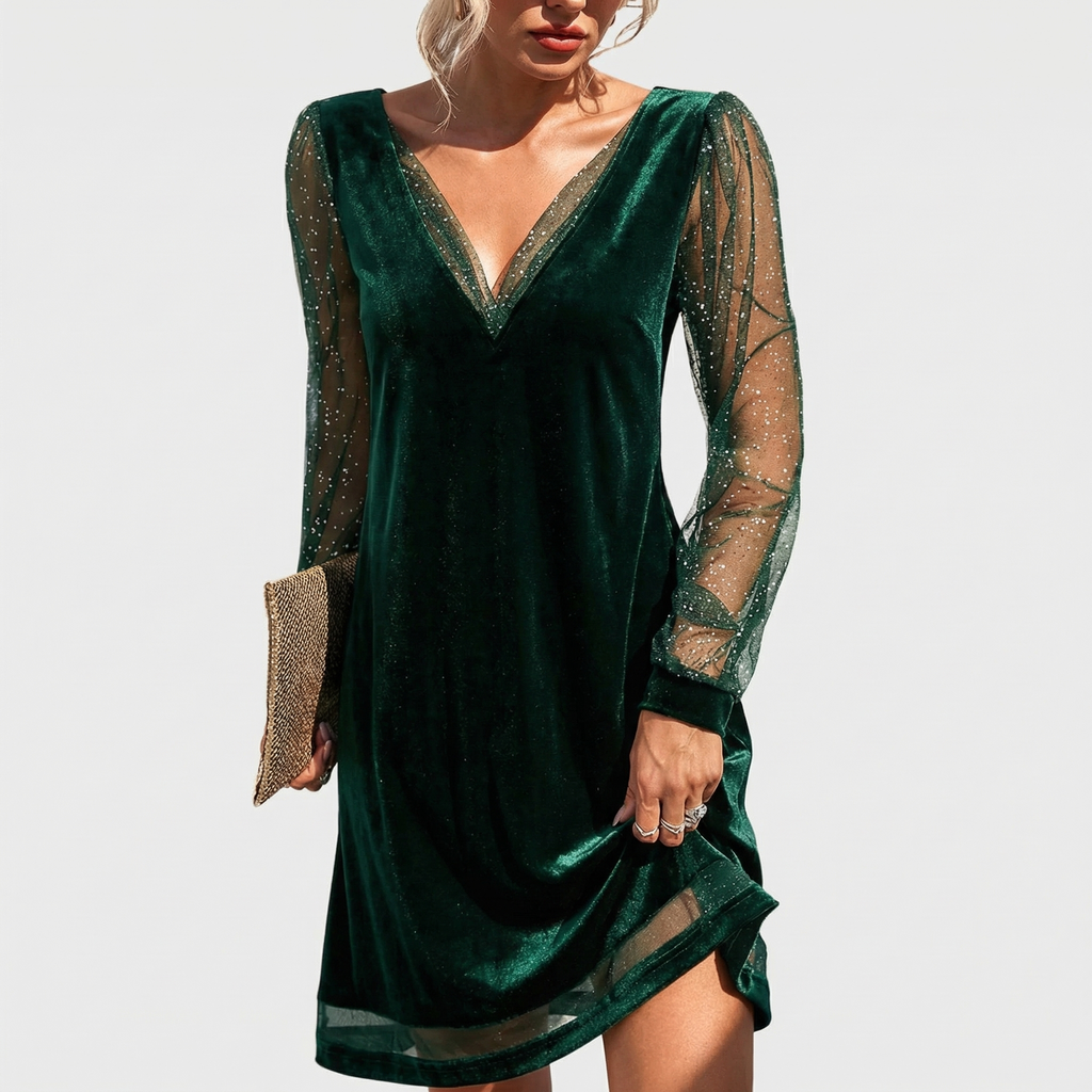 Rivaclo | Women's refined V-neck dress – lace detail