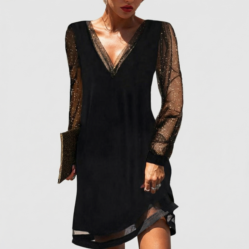 Rivaclo | Women's refined V-neck dress – lace detail
