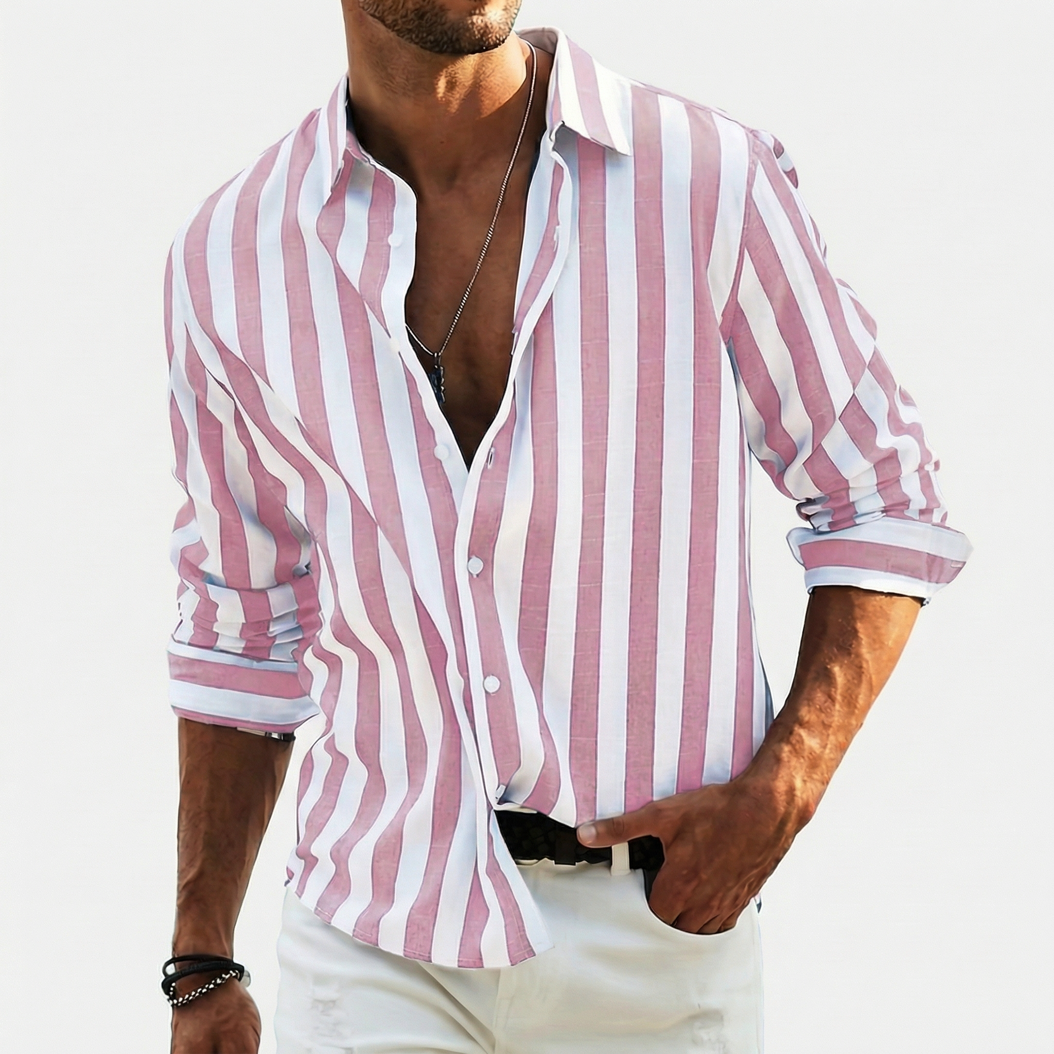 Rivaclo | Men's buttoned striped shirt – sharp silhouette