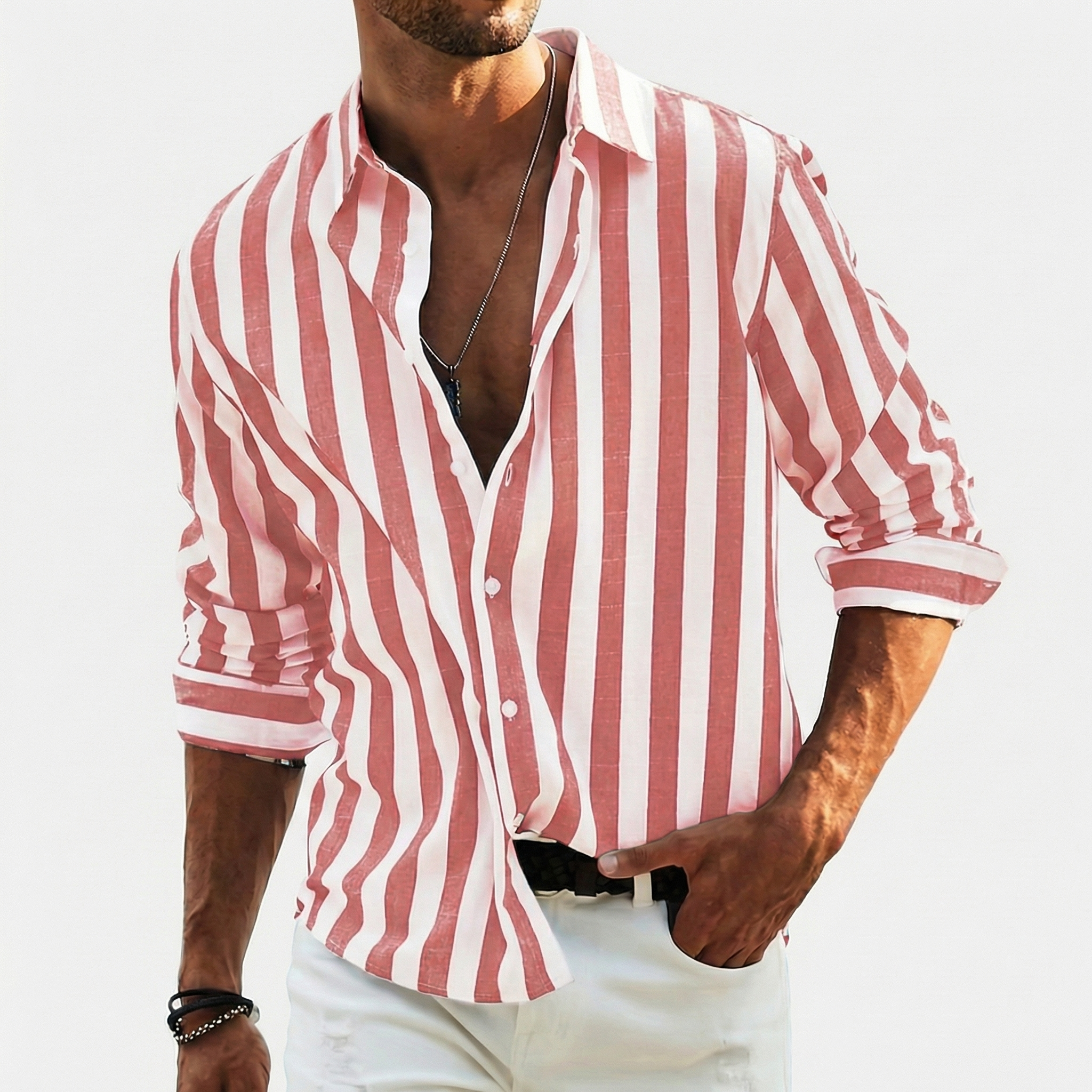 Rivaclo | Men's buttoned striped shirt – sharp silhouette