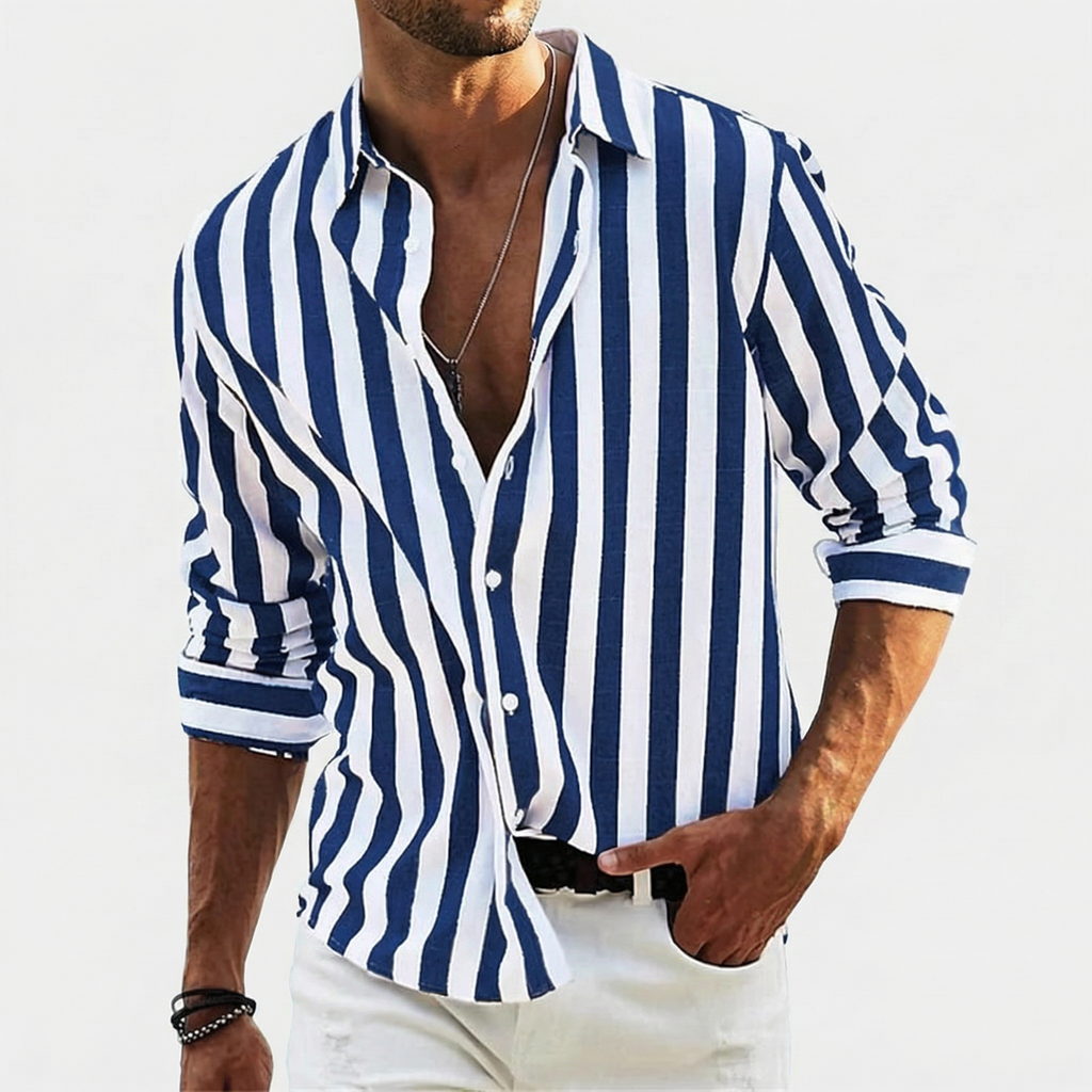 Rivaclo | Men's buttoned striped shirt – sharp silhouette