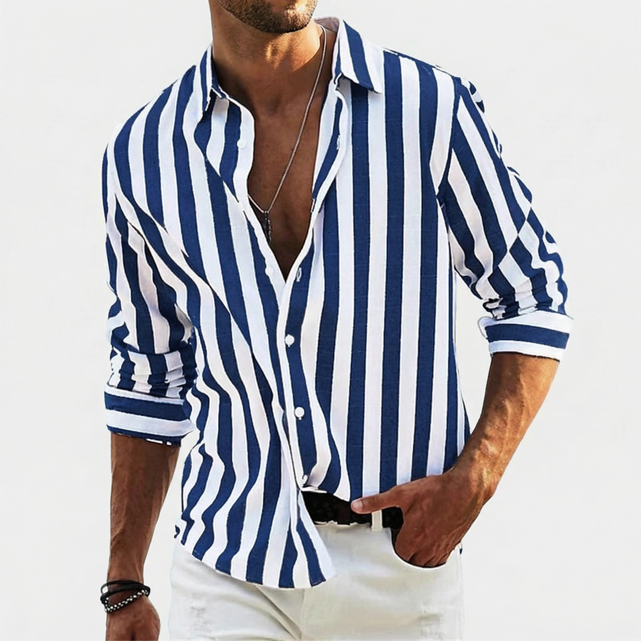 Rivaclo | Men's buttoned striped shirt – sharp silhouette