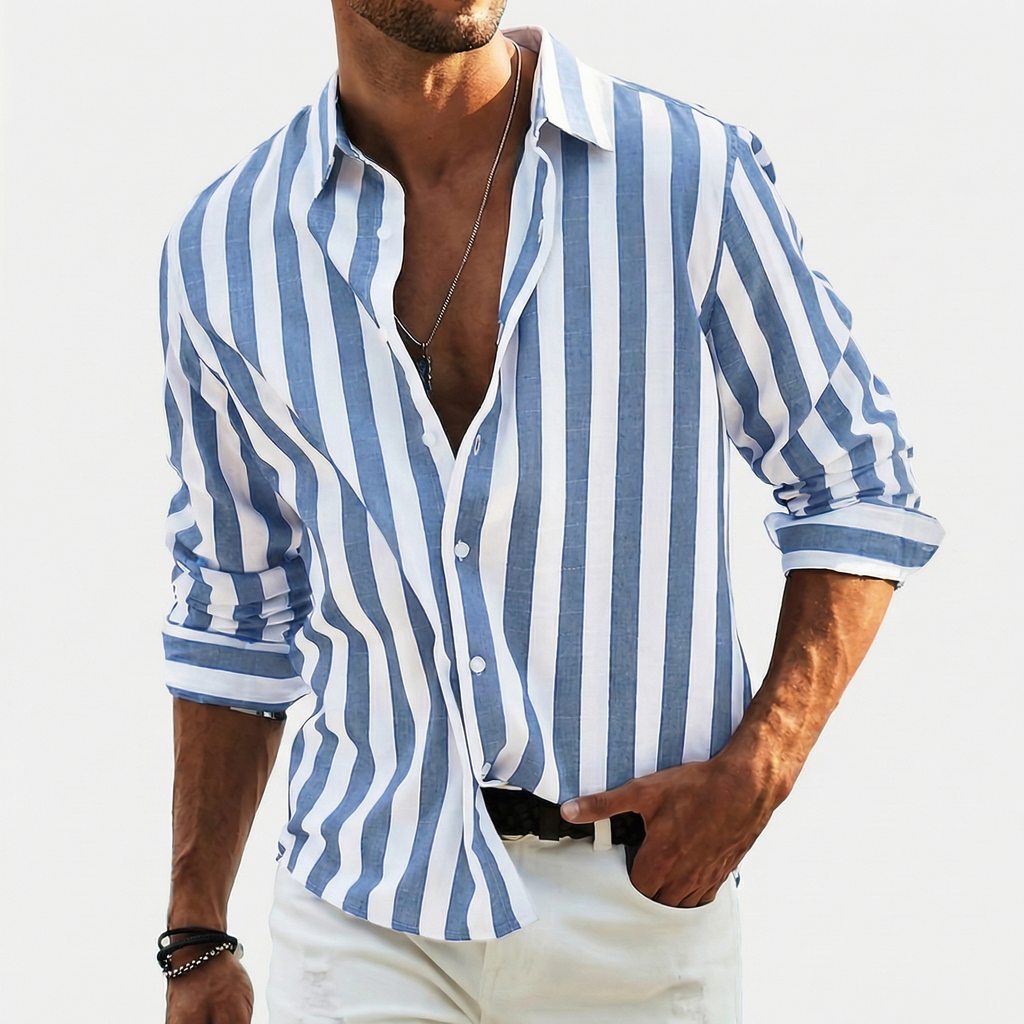 Rivaclo | Men's buttoned striped shirt – sharp silhouette