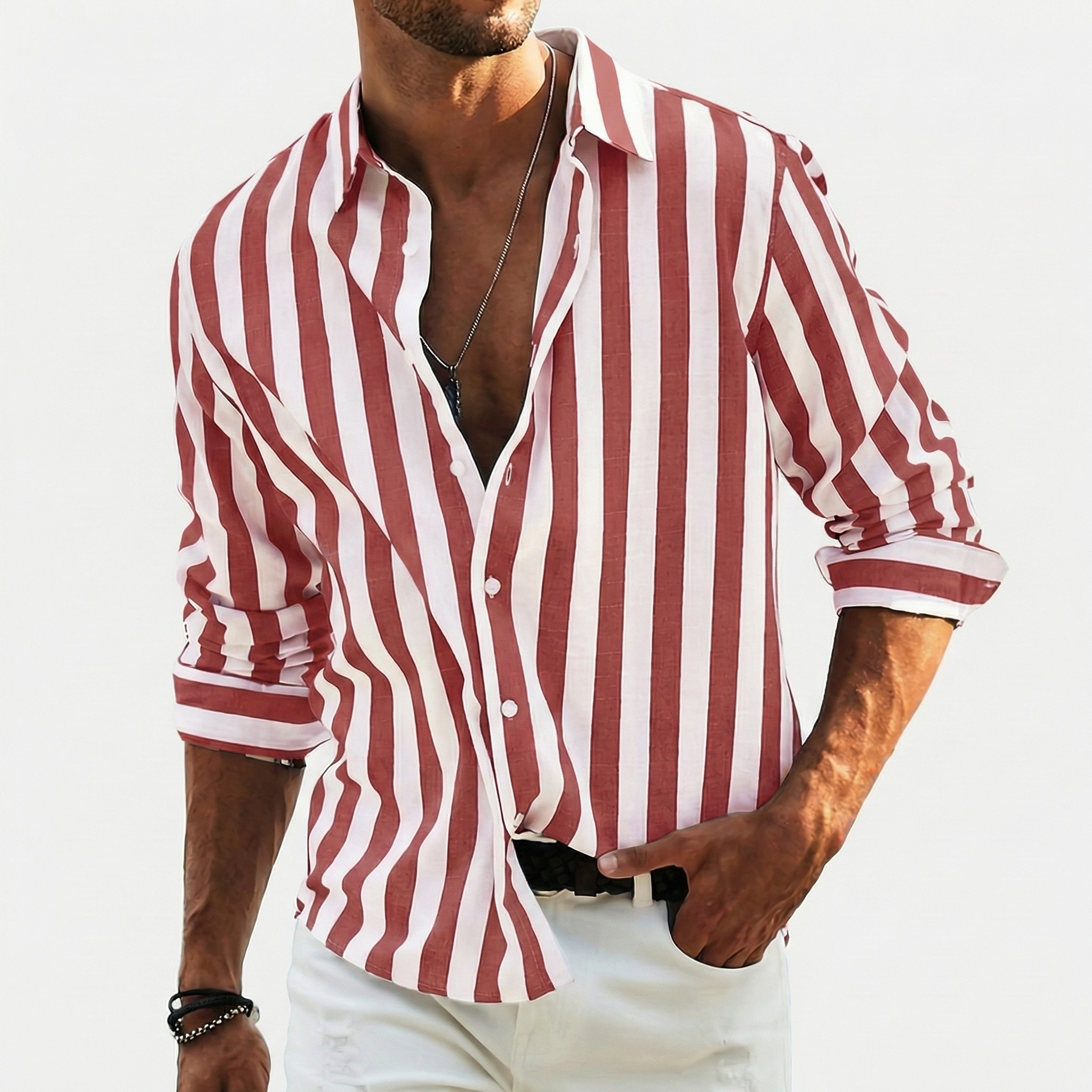 Rivaclo | Men's buttoned striped shirt – sharp silhouette