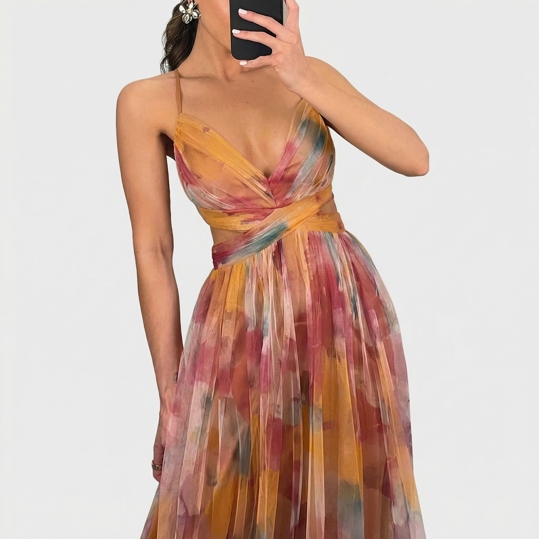 Rivaclo | Women's printed mesh nightgown – sheer style
