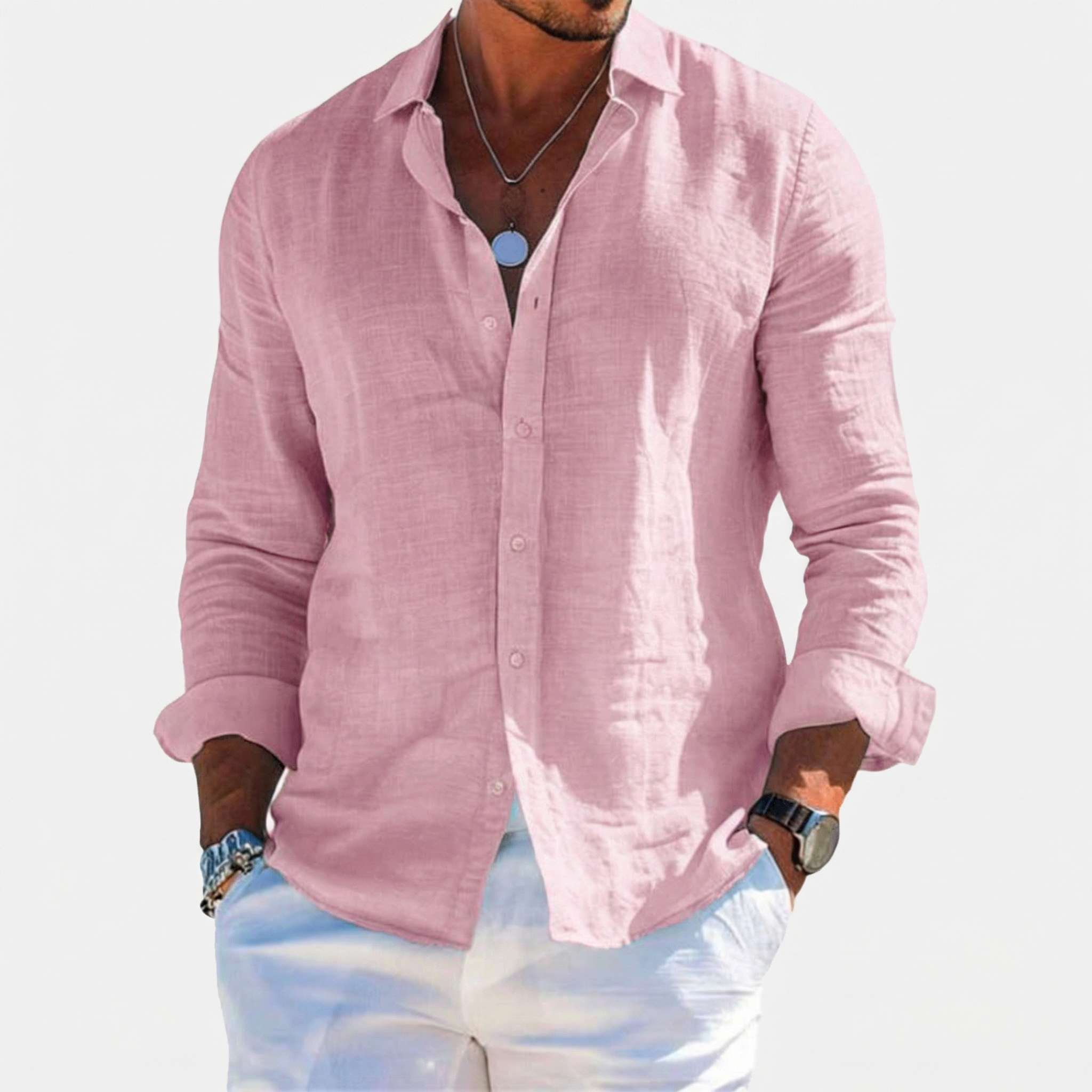 Rivaclo | Men's casual button-up shirt – linen style