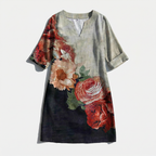Rivaclo | Femme robe imprimée à col en V pour – motif feuilles