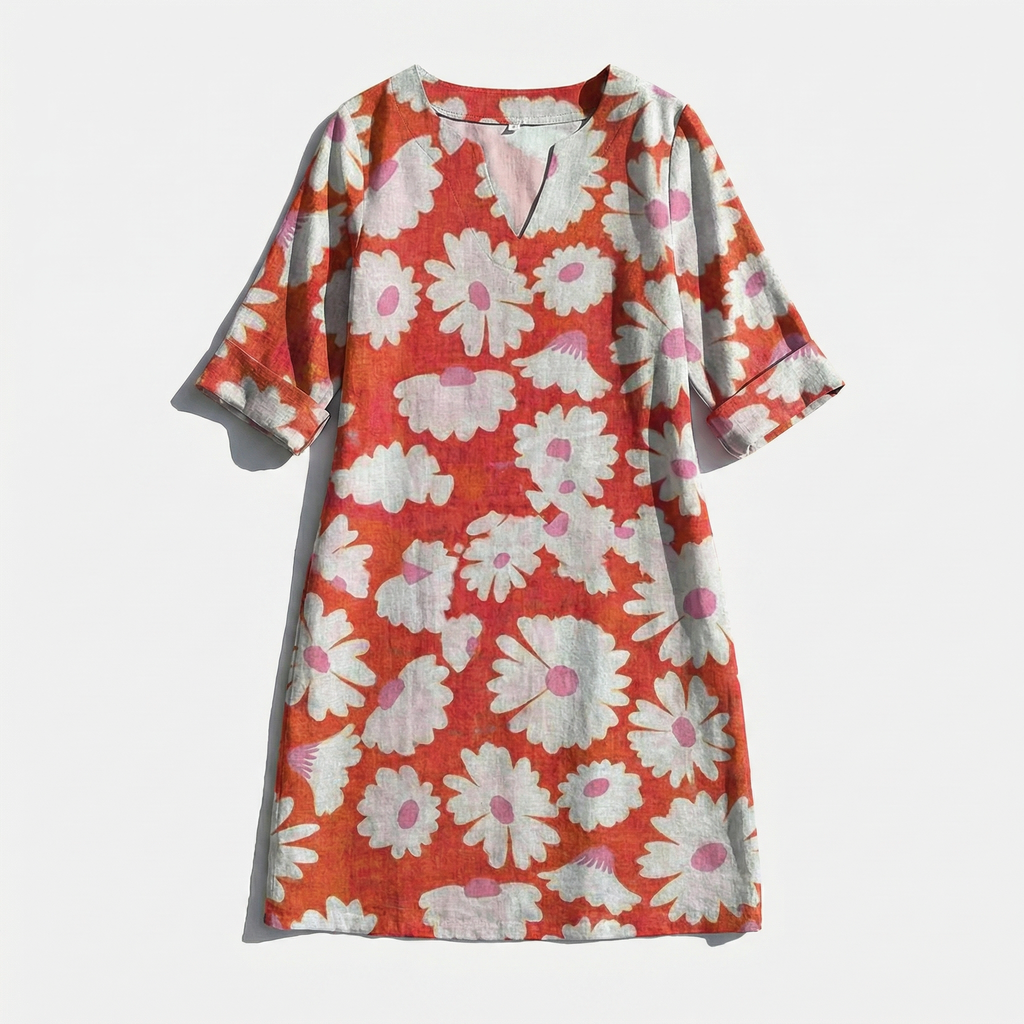 Rivaclo | Femme robe imprimée à col en V pour – motif feuilles
