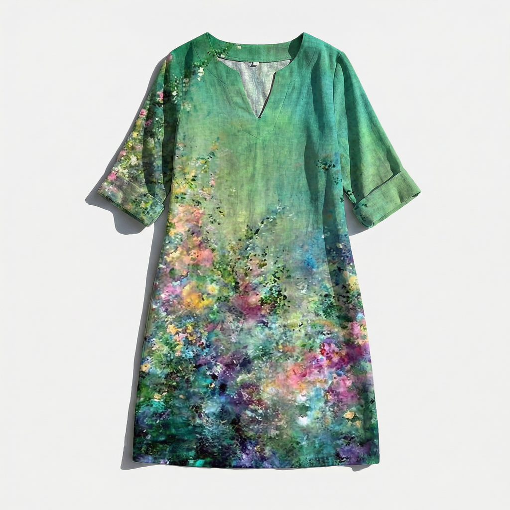 Rivaclo | Femme robe imprimée à col en V pour – motif feuilles