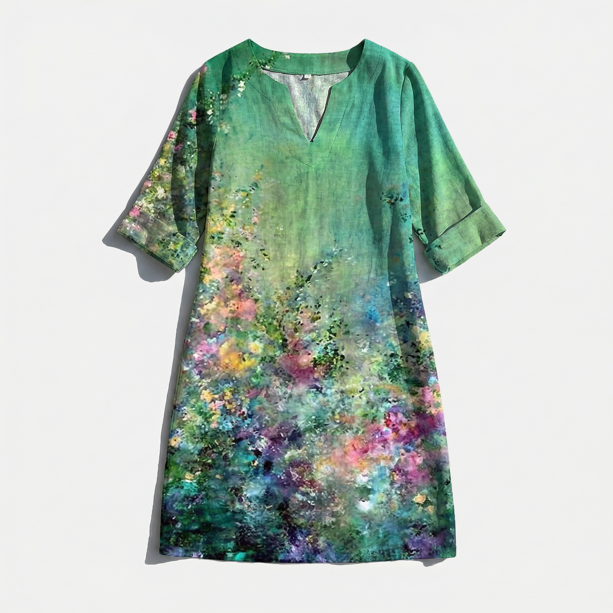 Rivaclo | Femme robe imprimée à col en V pour – motif feuilles