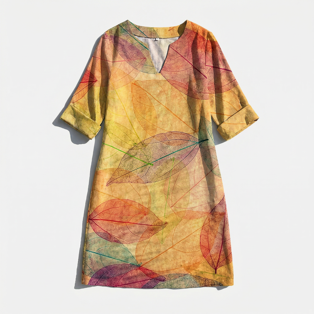 Rivaclo | Femme robe imprimée à col en V pour – motif feuilles