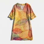 Rivaclo | Femme robe imprimée à col en V pour – motif feuilles