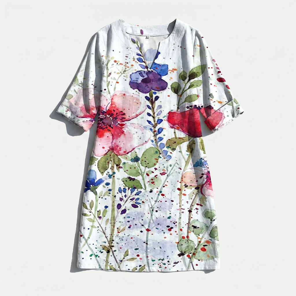 Rivaclo | Femme robe imprimée à col en V pour – motif feuilles