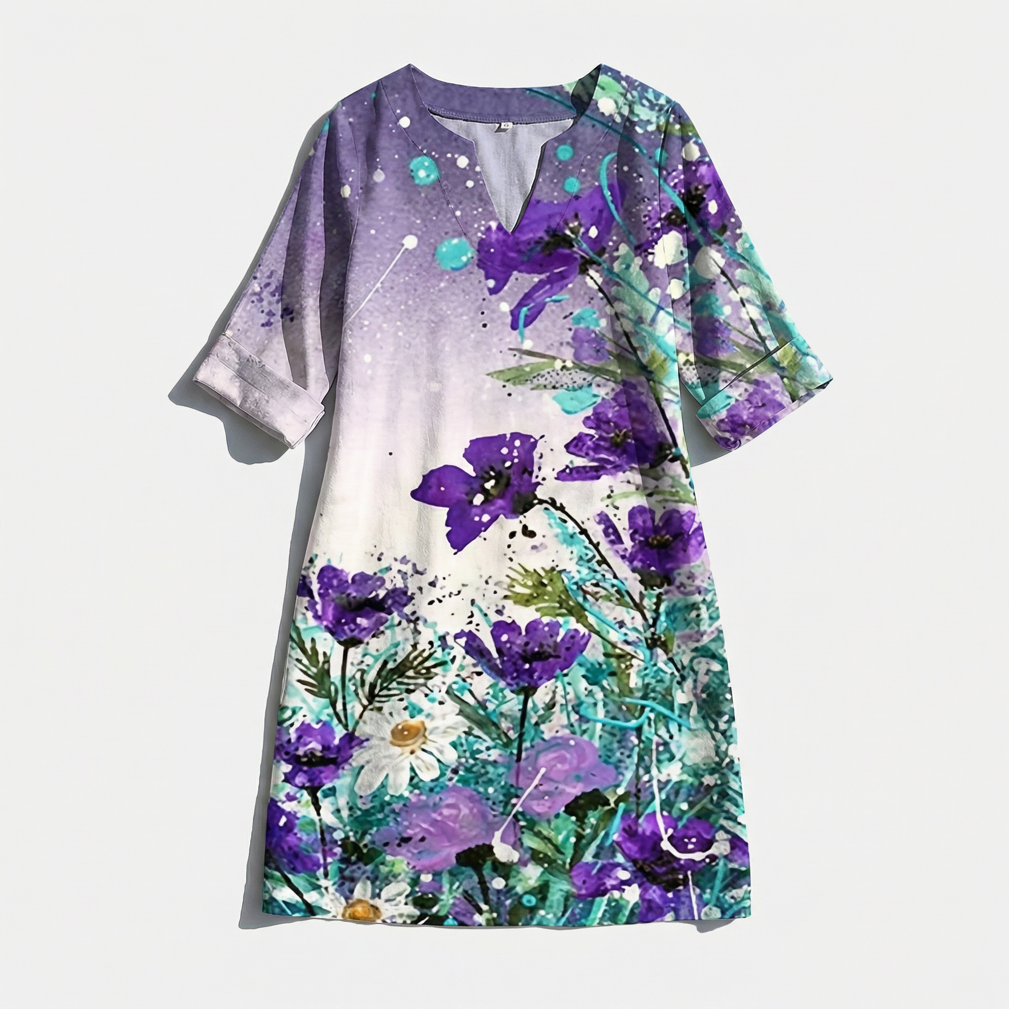 Rivaclo | Femme robe imprimée à col en V pour – motif feuilles
