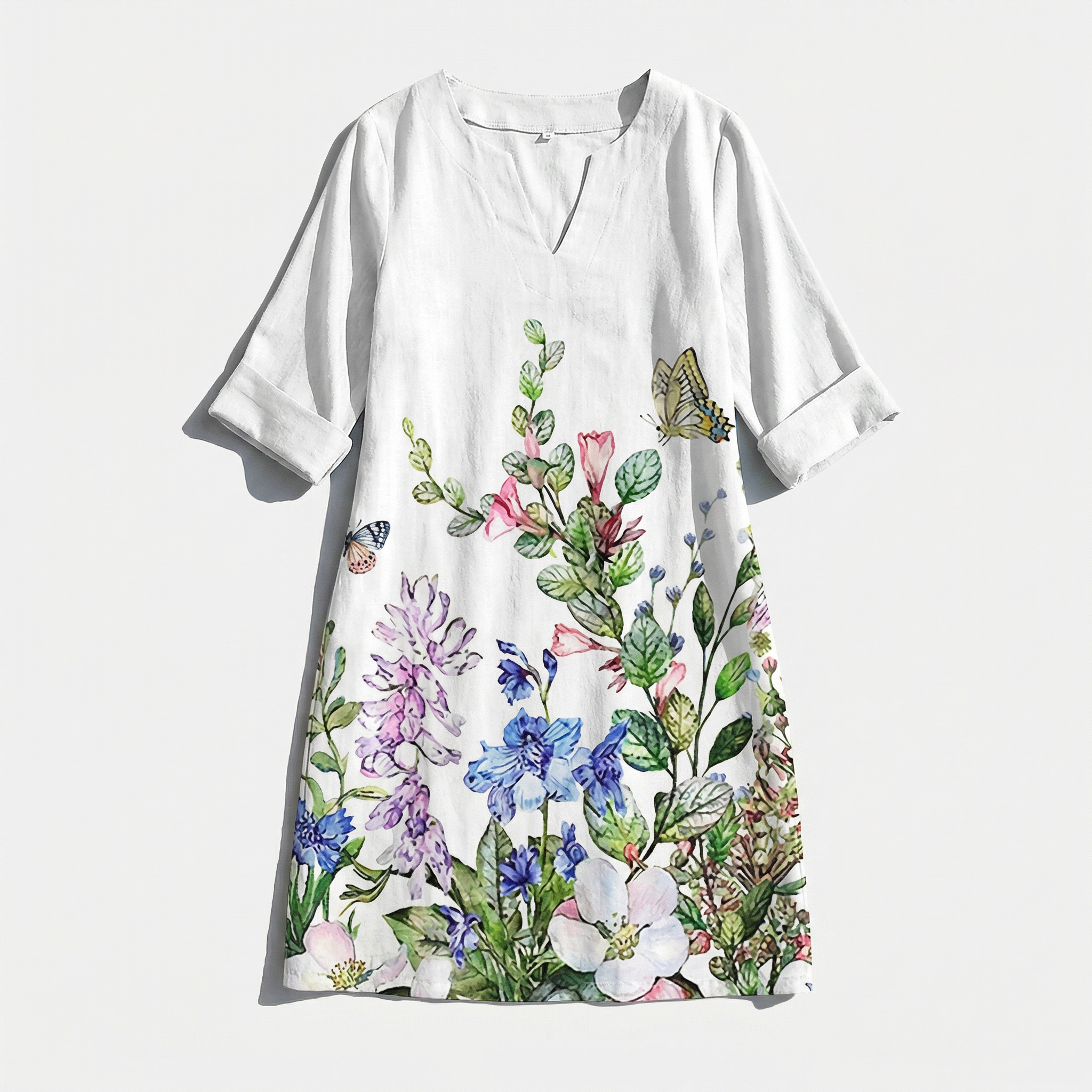 Rivaclo | Femme robe imprimée à col en V pour – motif feuilles