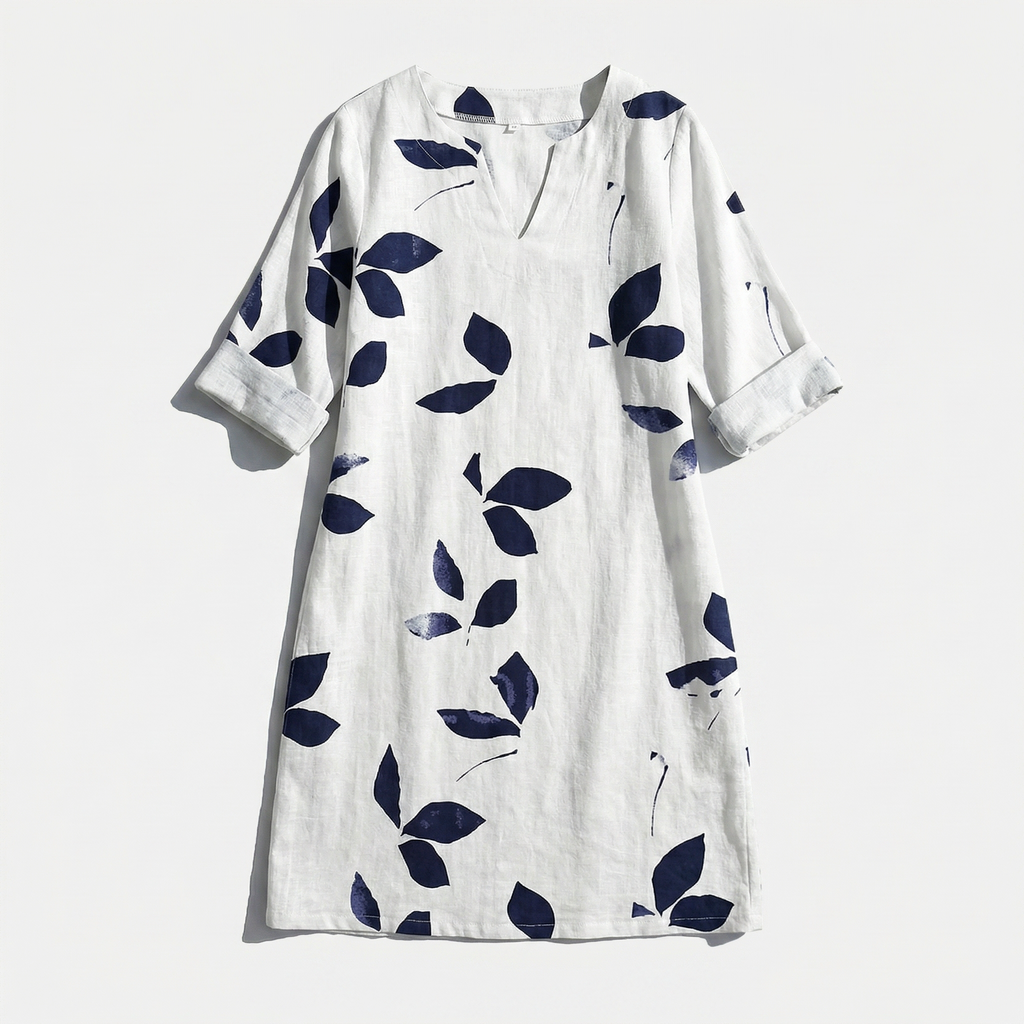 Rivaclo | Femme robe imprimée à col en V pour – motif feuilles
