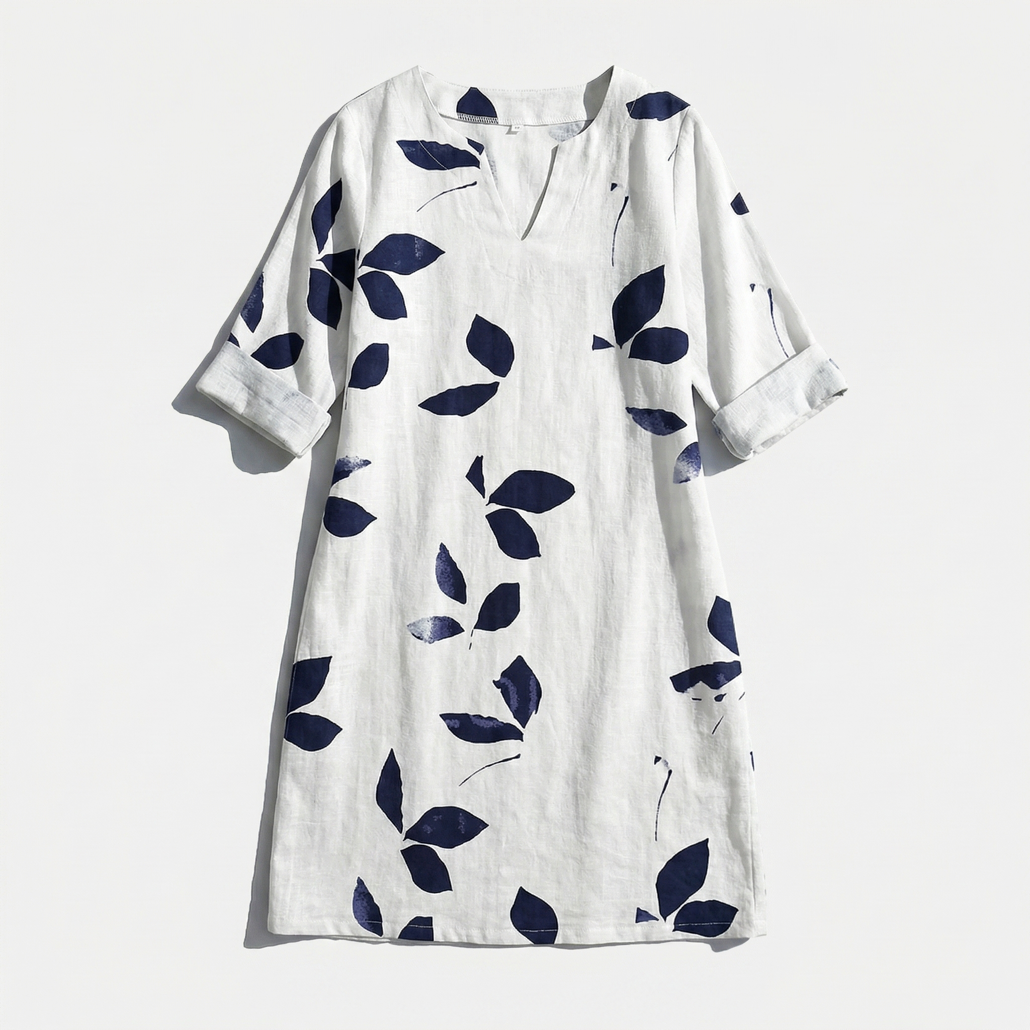 Rivaclo | Women's printed V-neck dress – leaf pattern